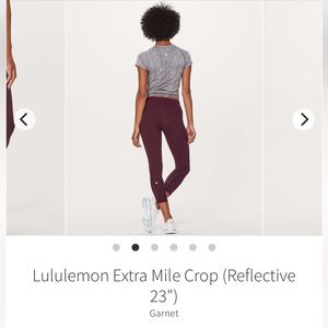 Lululemon Extra Mile Crop Reflective 23" Garnet size 8